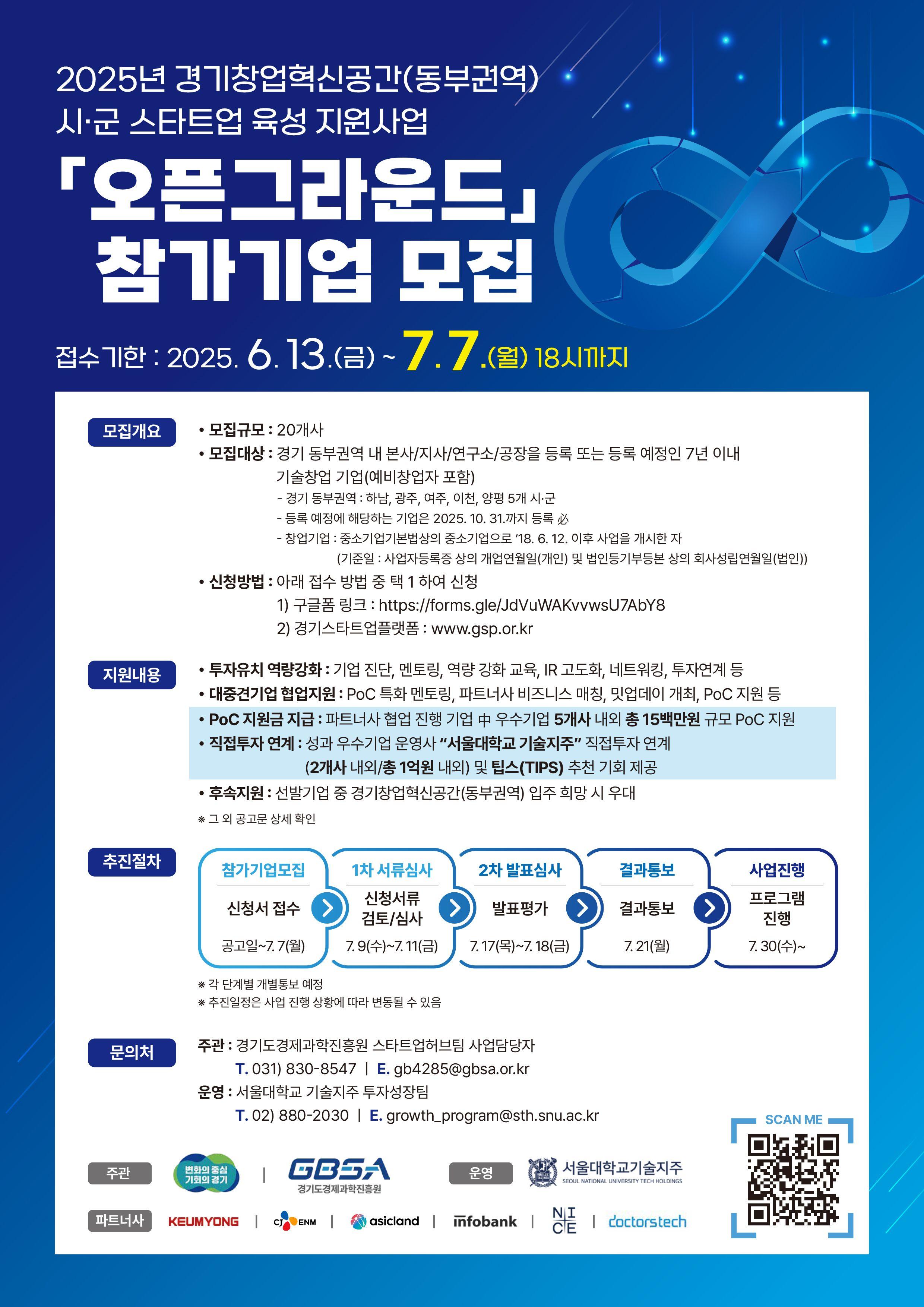 [서울대기술지주] 2025 동부권 경기창업혁신공간 오픈그라운드