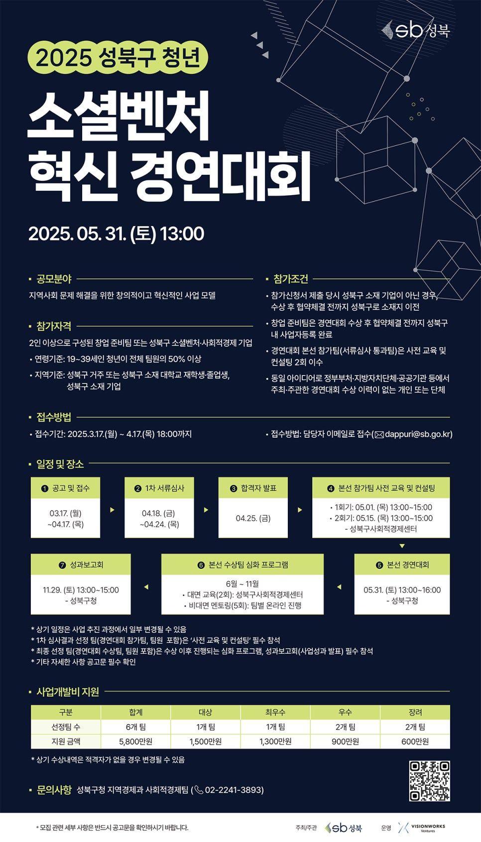 2025 성북구 청년 소셜벤처 혁신 경연대회 참가팀 모집