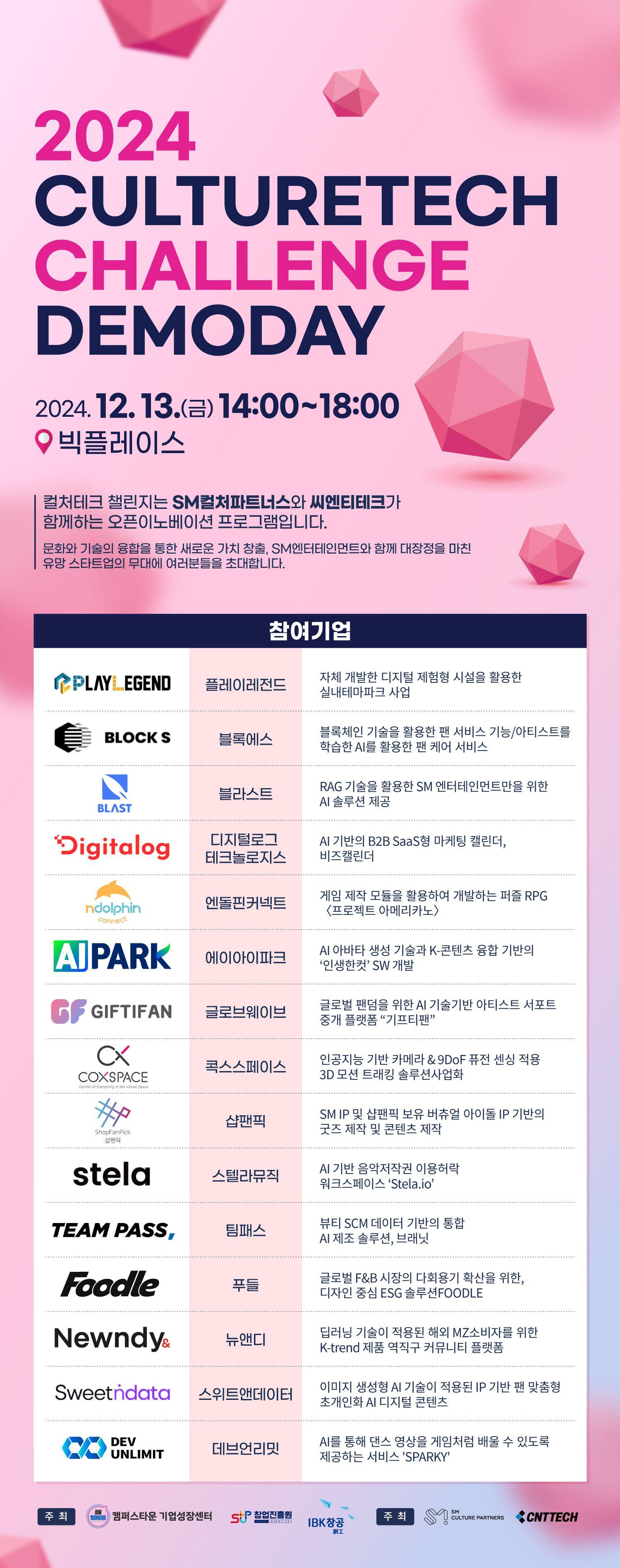 2024 CULTURETECH CHALLENGE DEMODAY 참관 신청