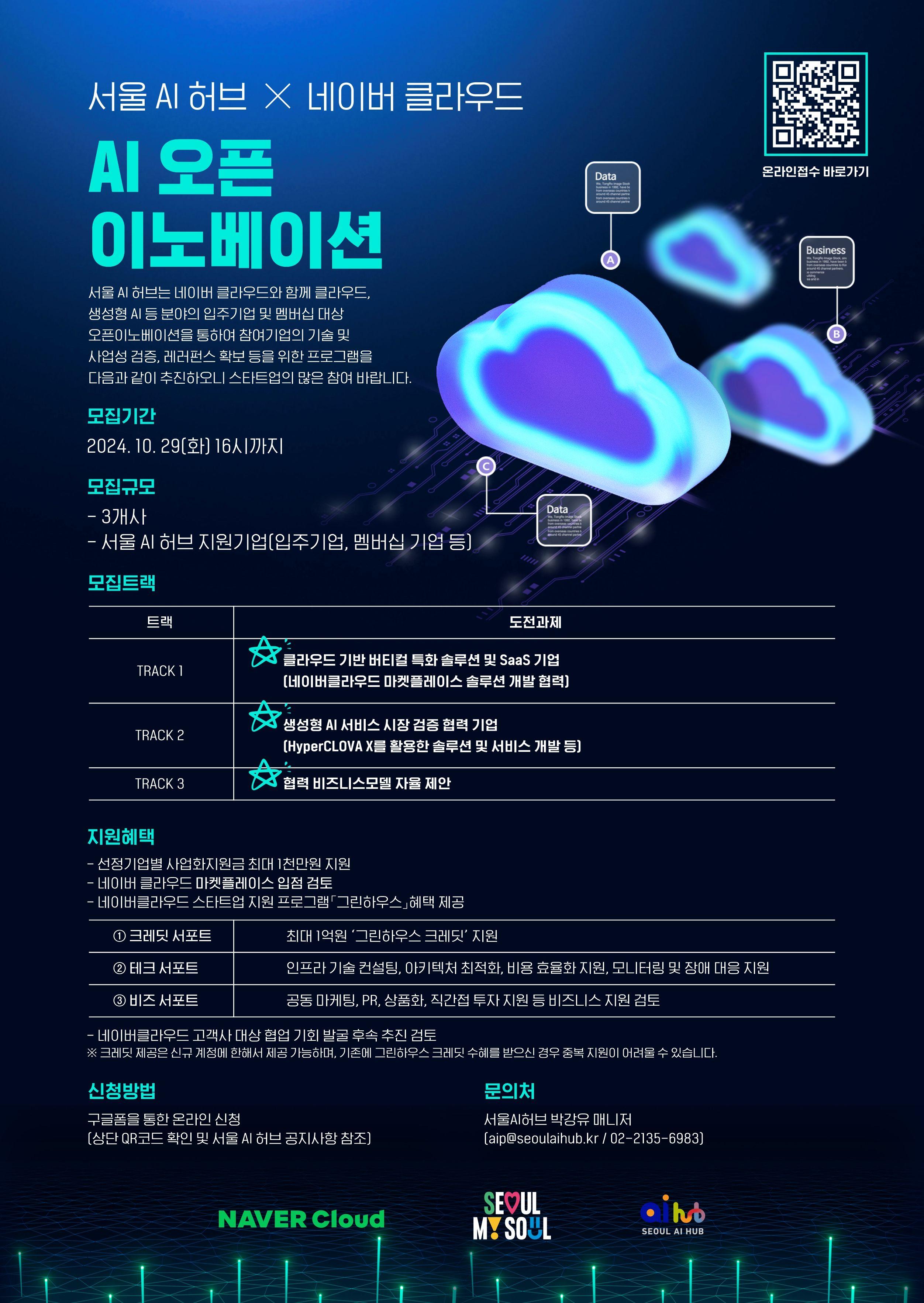 서울 AI 허브 x 네이버 클라우드 오픈이노베이션 참여 기업 모집