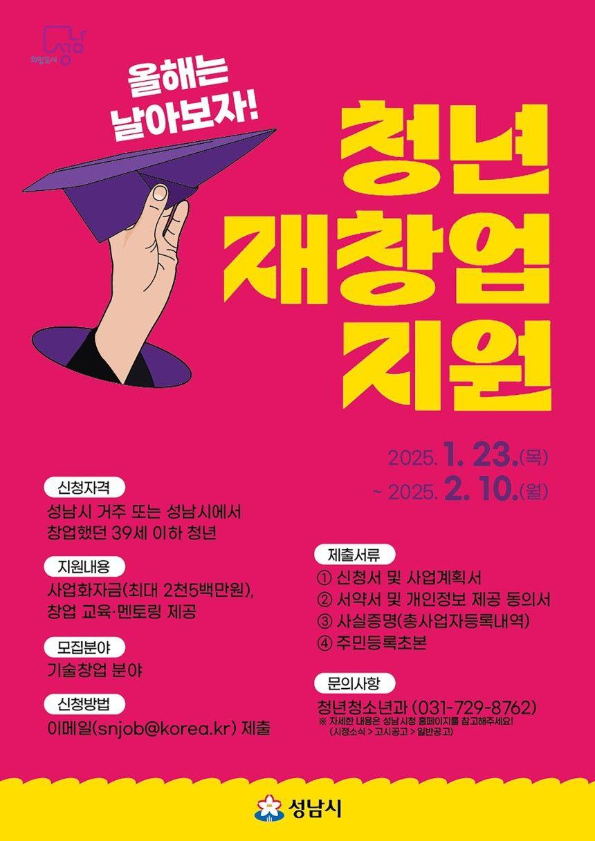 2025년 성남시 청년 재창업 지원사업