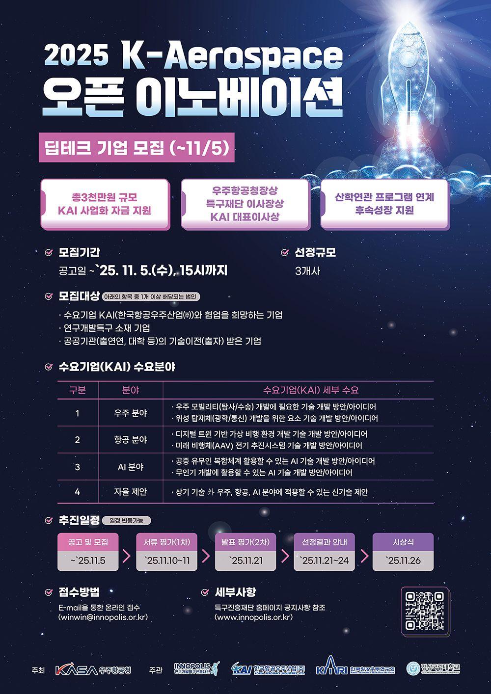 2025 K-Aerospace 오픈 이노베이션 딥테크 기업 모집 공고