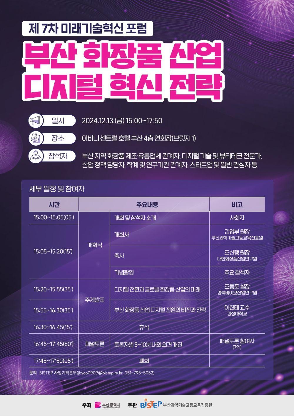 제7차 미래기술혁신 포럼(DX 코스메틱) 부산 화장품 산업 디지털 혁신 전략