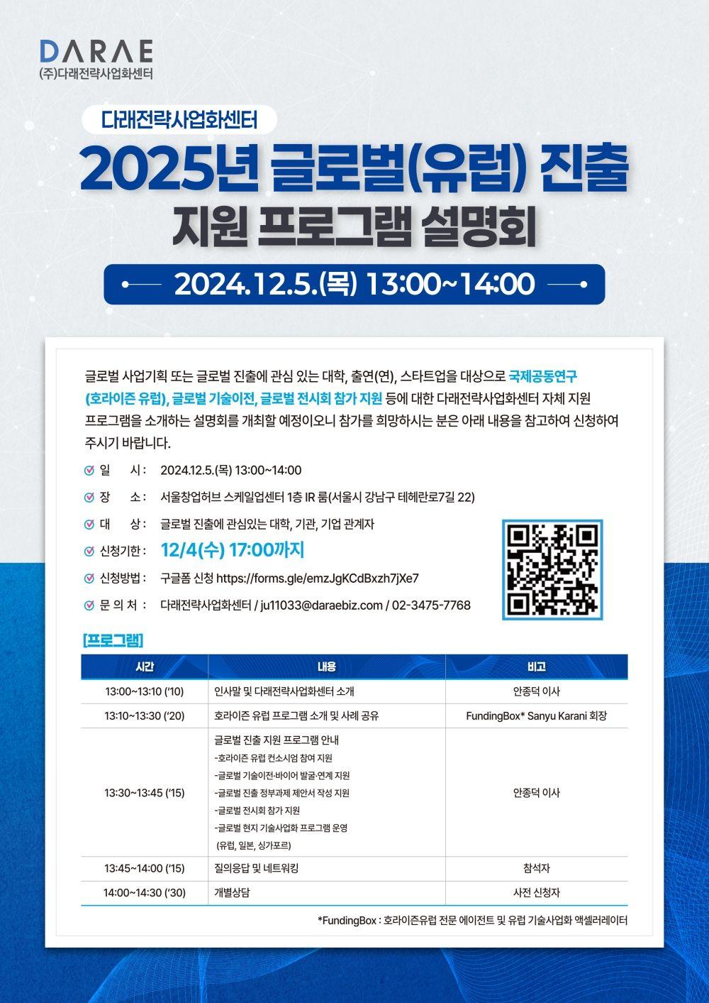 2025년 글로벌(유럽) 진출 지원 프로그램 설명회